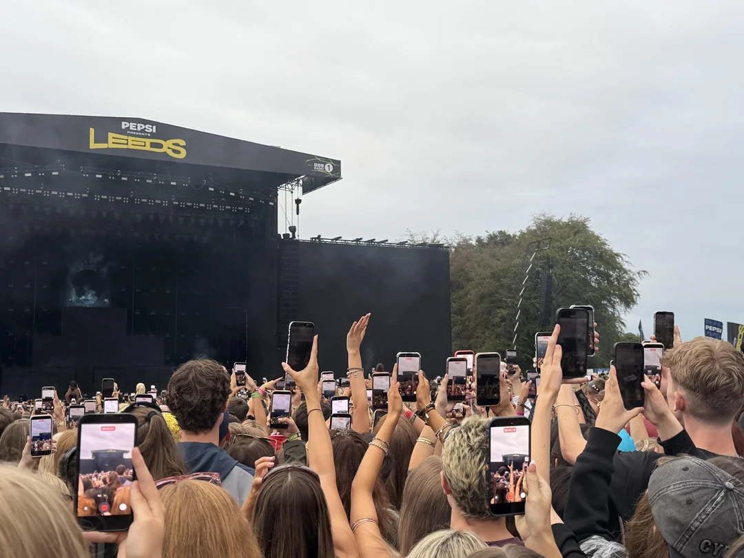 Leeds Festival main stage with the crowd holding phones up
